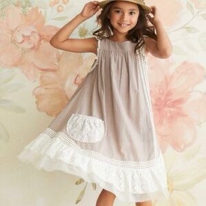 Chasing Fireflies Willow Prairie Cotton Cottage Taipe Lace Tucks Dress Sz 7